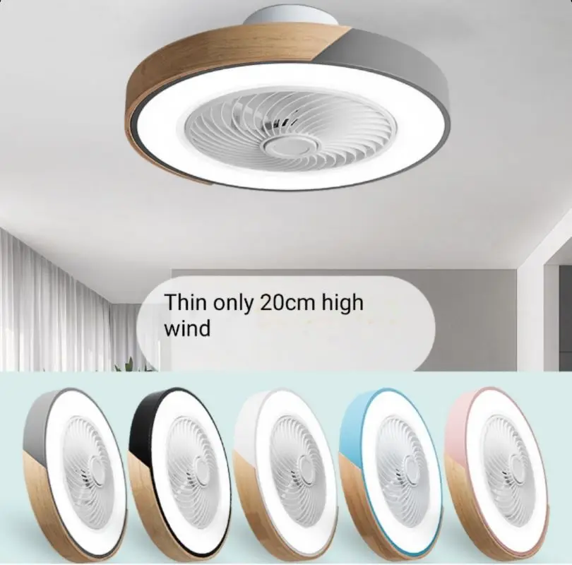 Intelligent ceiling fan with light, used for kitchen, dining room and bedroom decoration, 50cm silent invisible fan lamp