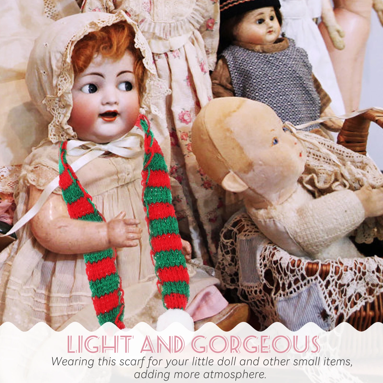 

10 Pcs Small Christmas Decor Knitted Scarf Mini Scarves for Snowman Craft Crafts Red Holiday Miniature Miss