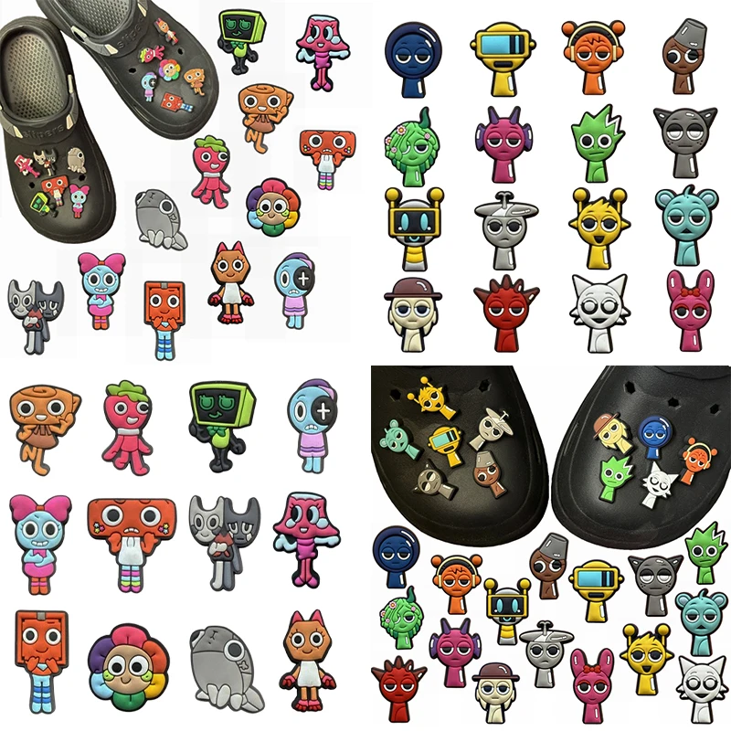 12-60pcs/Set Game Boxs World Shoe Charms Cartoon Shoe Accessories DIY Decor for Kids Shoes Xmas Gifts for Boys Girls