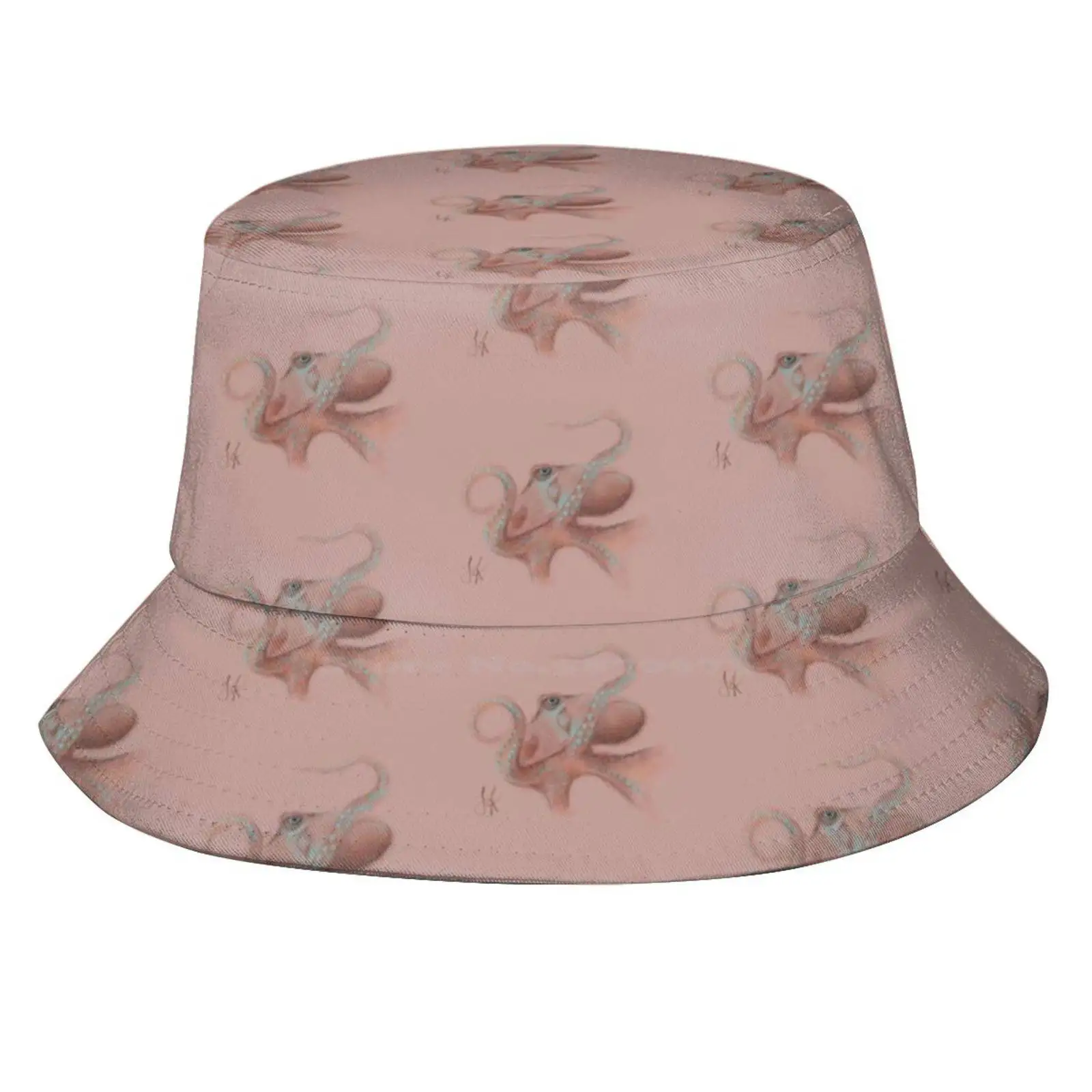 Octopus Sun Cap Fisherman Hat Bucket Hats Octopus Sea Creatures Ocean Sea Animals Mystical Pink