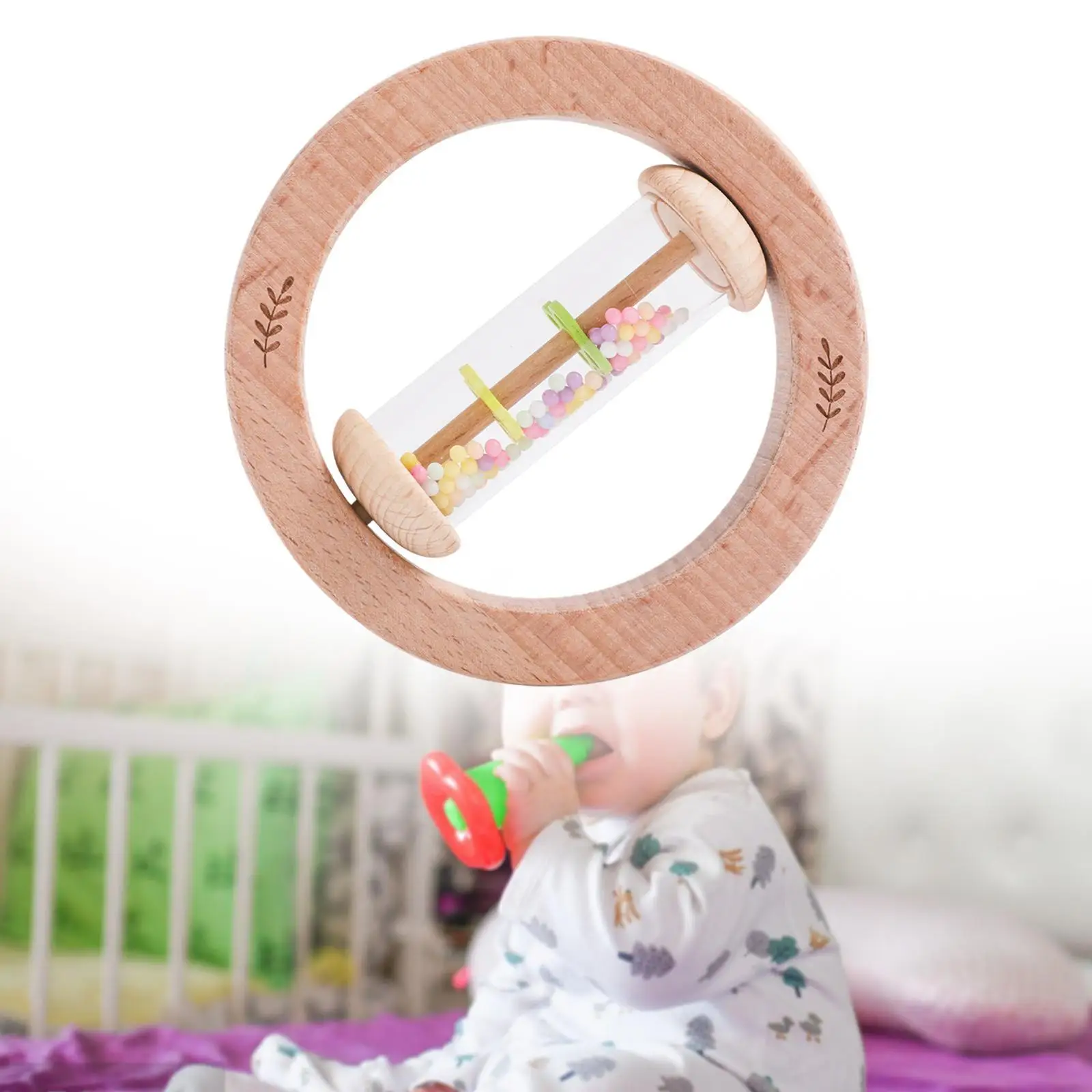 

Wooden Baby Rattle Musical Instruments Toy Enlightenment Sturdy Teething Stick for 1 Year Old Toddlers Boys Girls Infants Gift