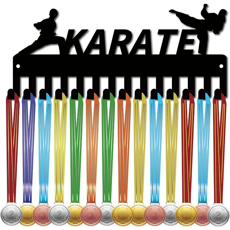 1pc Karate Medal Hanger Display Medal Holder Rack Sports Metal Hanging Awards Iron Small Mount Decor with 20 Hooks for Wall Home