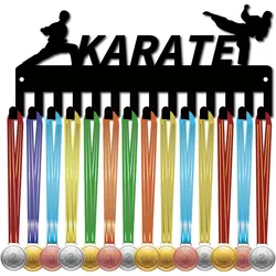 1pc Karate Medal Hanger Display Medal Holder Rack Sports Metal Hanging Awards Iron Small Mount Decor with 20 Hooks for Wall Home