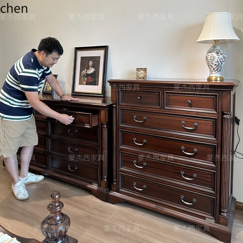 CP الرجعية جميع الخشب الصلب الجوز تسعة خزانة الصدر غرفة المعيشة غرفة النوم الرئيسية السرير رئيس وخزانة الذيل