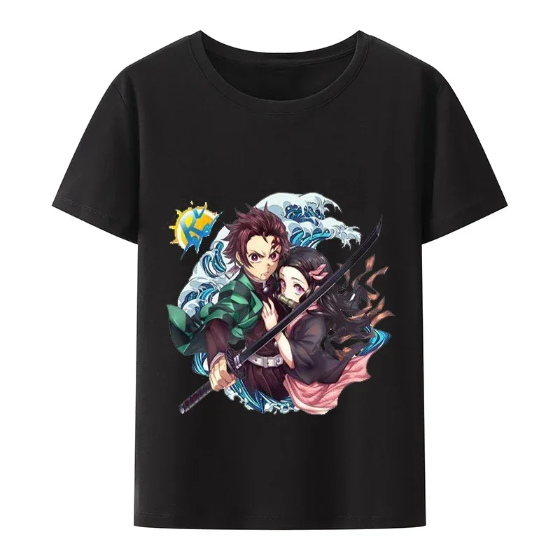 Maglietta giapponese Kawaii Demon Slayer Kimetsu No Yaiba Hot Anime Streetwear Tee Tanjirou Kamado maglietta allentata Unisex