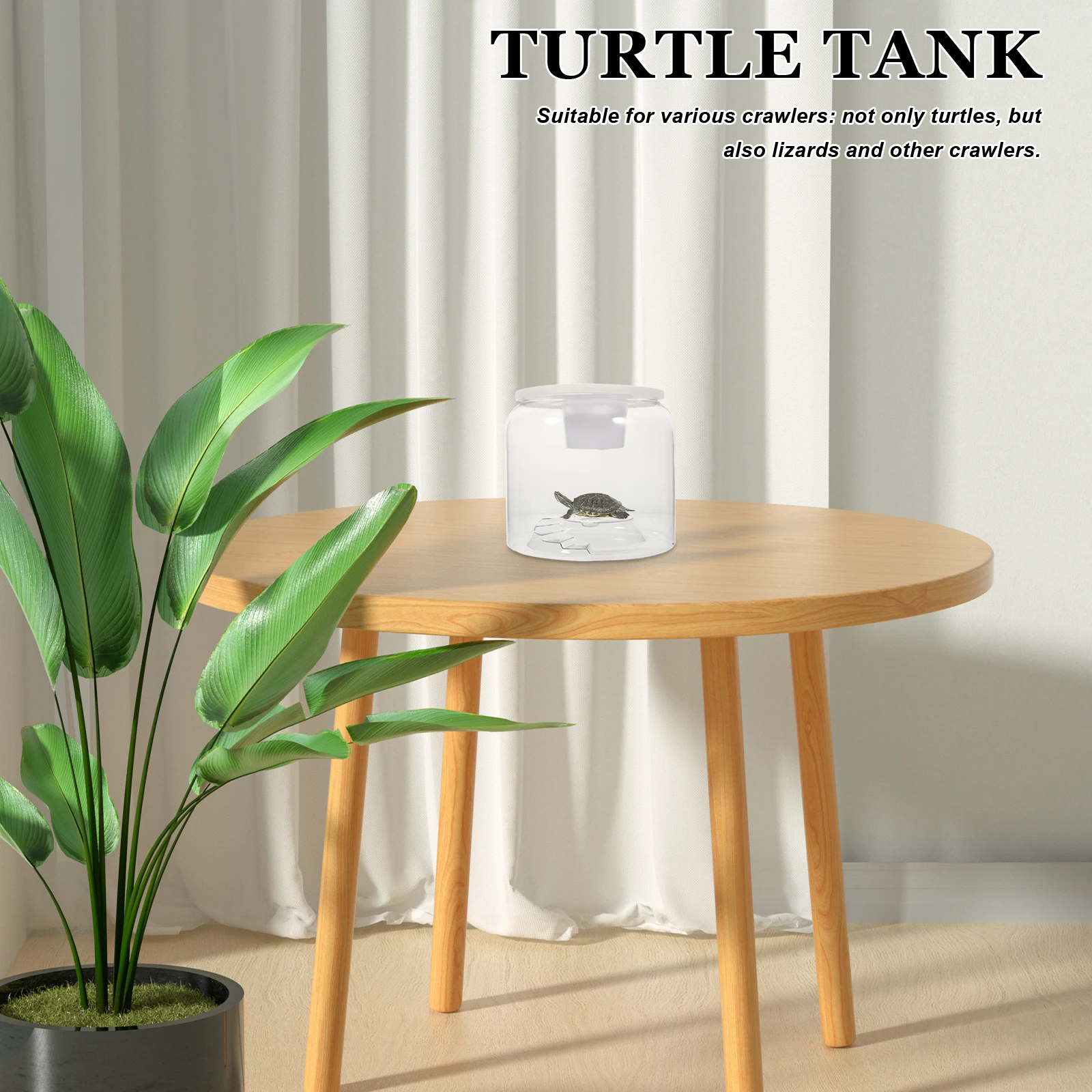 

Turtle Tank with Cover Frog Reptile Habitat Plastic Turtles Aquarium Decorations Lizard