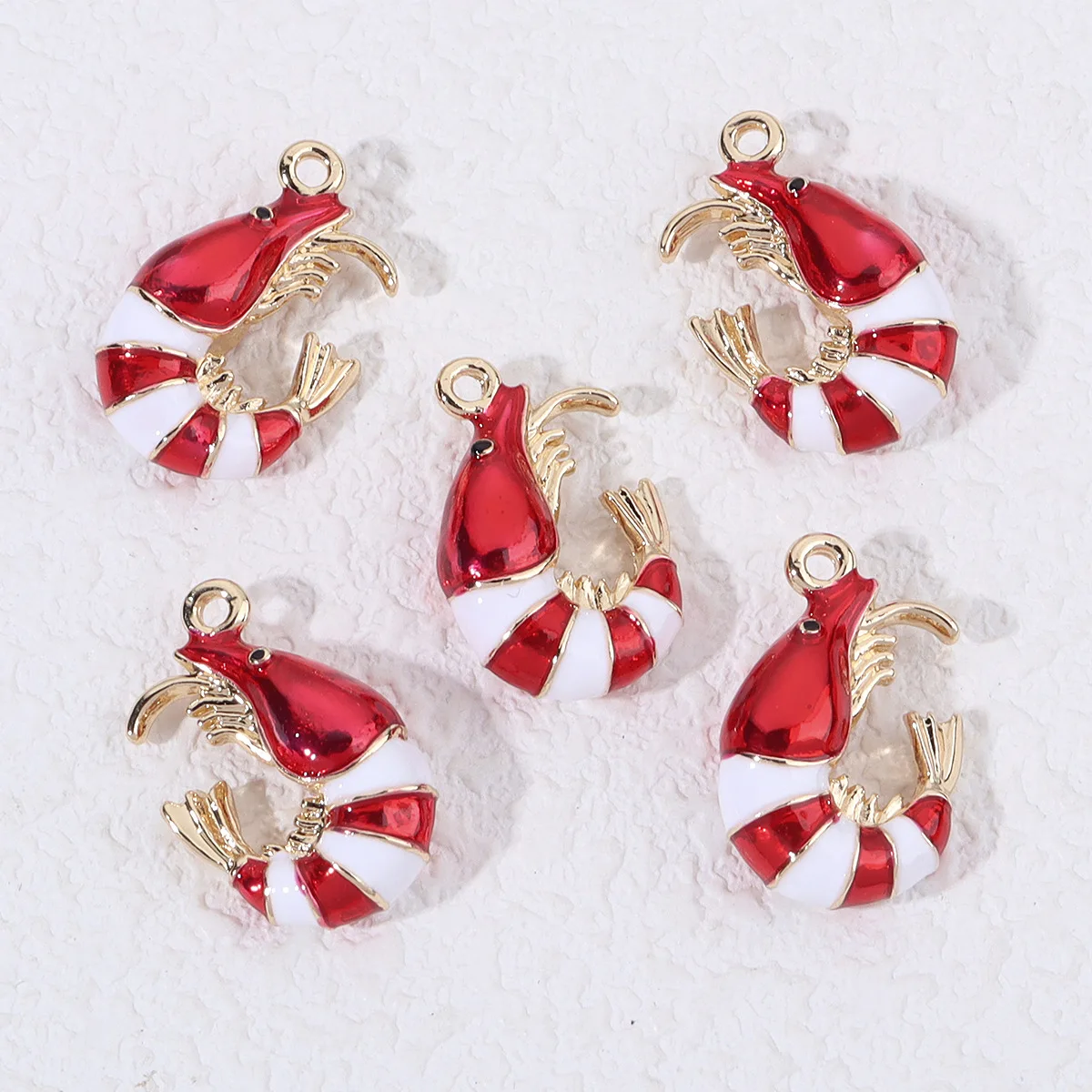

12pcs DIY Mix Alloy Oil-drop Colorful Shrimp Pendant Jewelry Accessories Bracelet Earrings