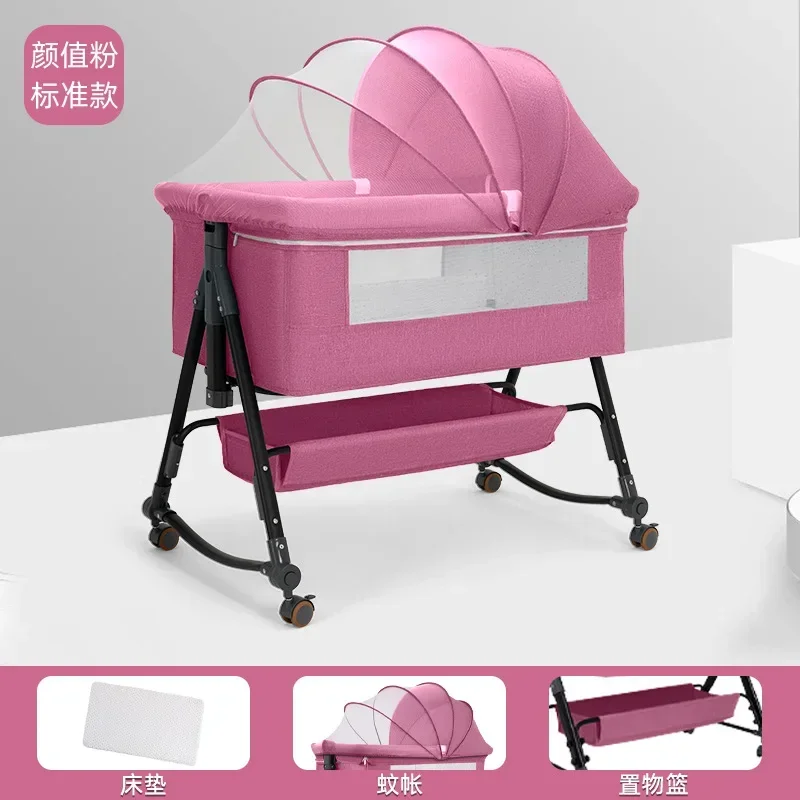 

Baby Crib Newborn Splicing Large Bed Baby Rocking Bed Bb Children's Bed Rocking Multifunctional Movable Foldable