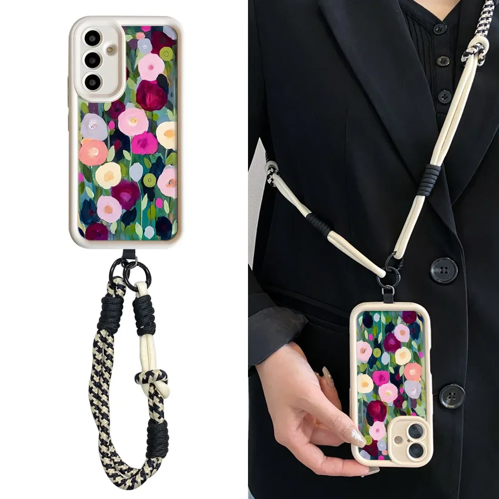 Cxd5Цветочное ожерелье RopeCaseForRedmi Note 14 13 12 11 10 9 8 7 Pro Plus 11s 14s 13C 12C 14C 9C 10C Чехол для телефона с ремешком через плечо