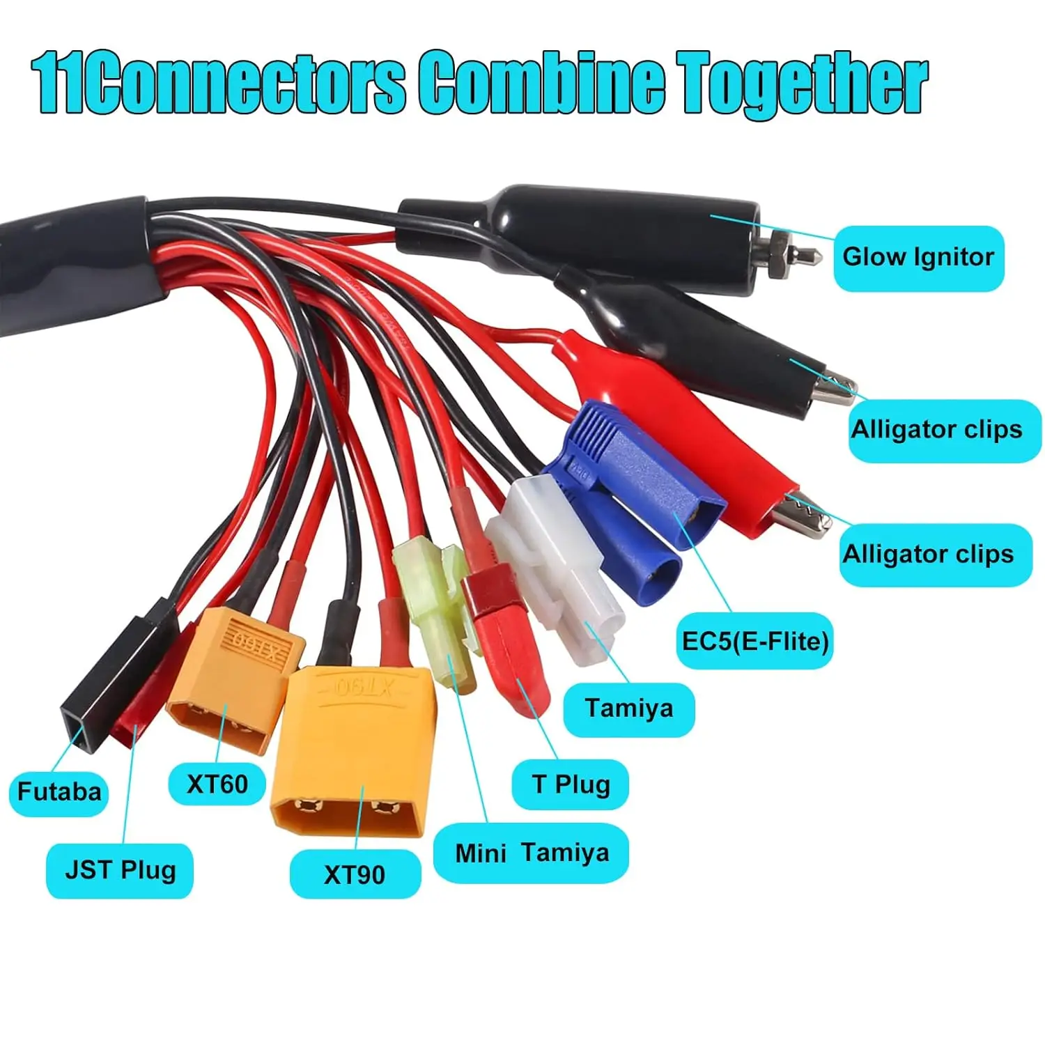 موصل متعدد الوظائف سلك الفاصل 11 في 1 الأخطبوط تحويل كابل إلى 4.0 مللي متر كابل توصيل الموز ل TRX ، T-Plug ، Futaba ، Tamiya Mini