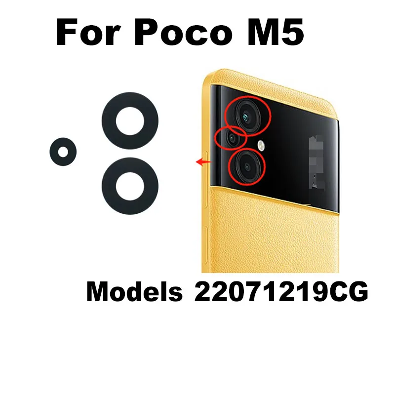 For Xiaomi Poco M5 Back Camera Lens Glass Rear Camera Lens With Glue Adhesive Replacement 22071219CG