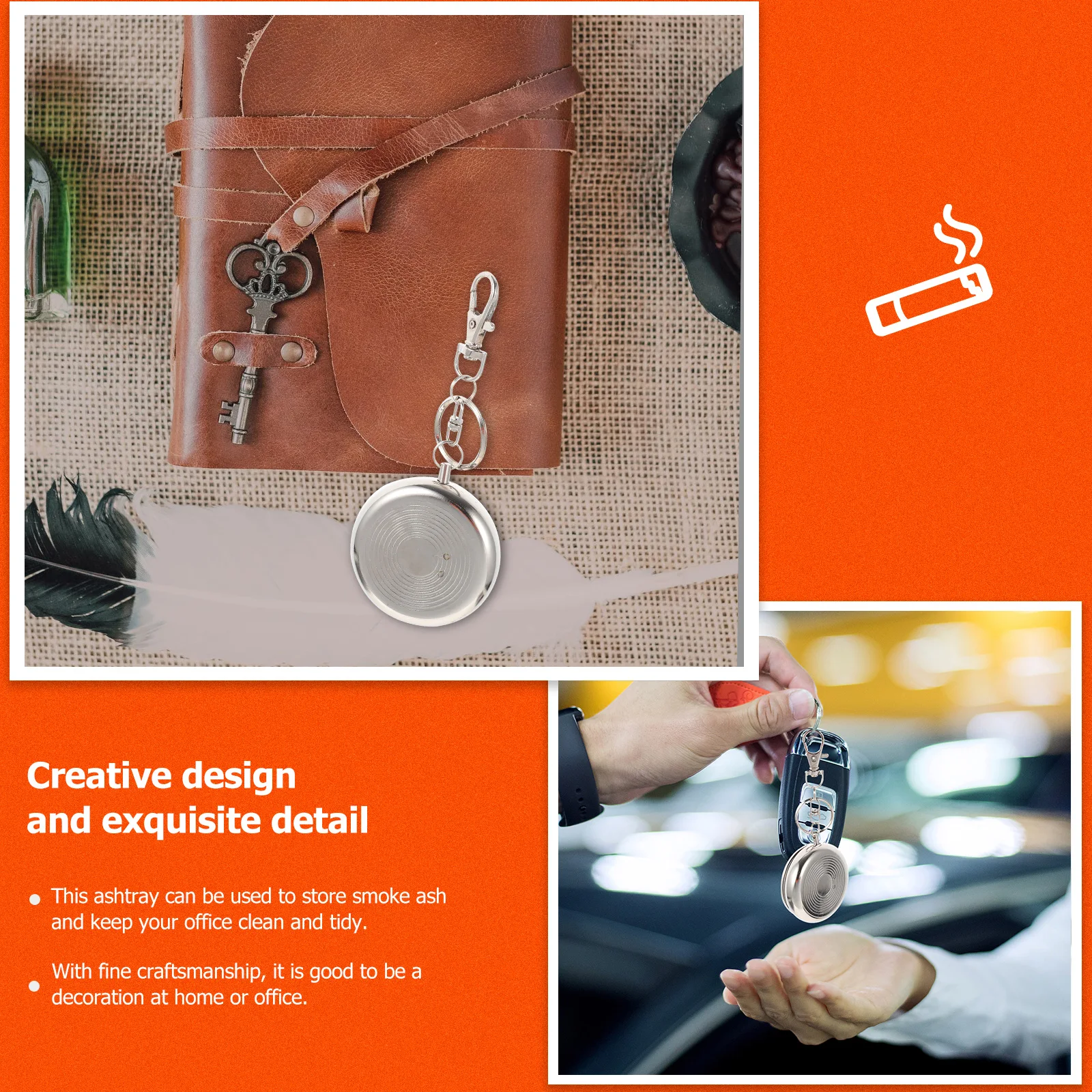 

2pcs Portable Metal Ashtray Quality Simple Design Easy Clean Carry Mini Smoking Container Storage Solution Outdoor Home