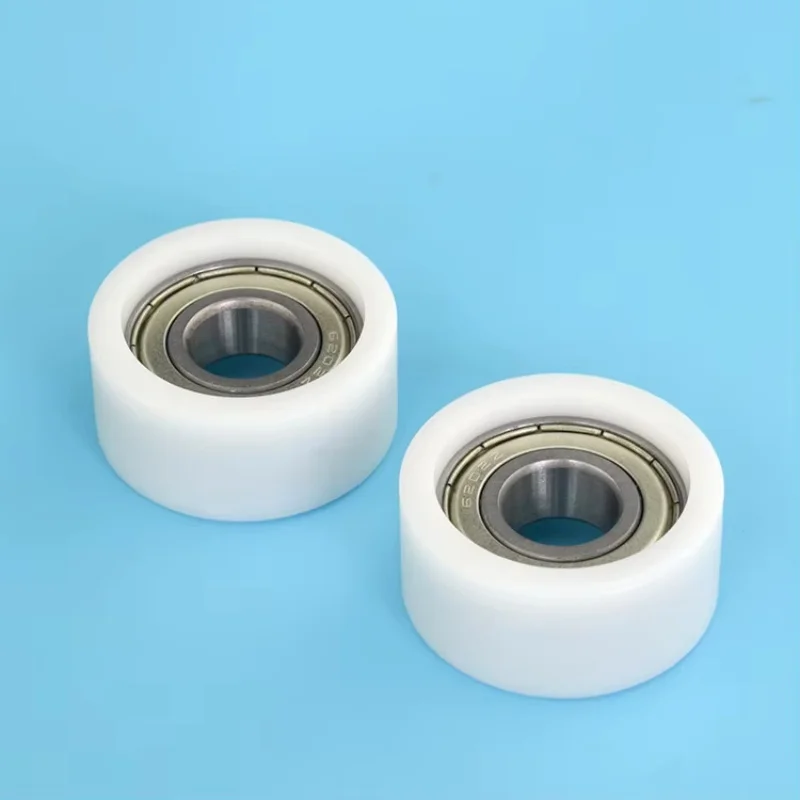 1Pc 15x42x20mm 6202zz shaft contracting plastic nylon wheel roller flat mechanical rolling wheel guide wheel silent track wheel