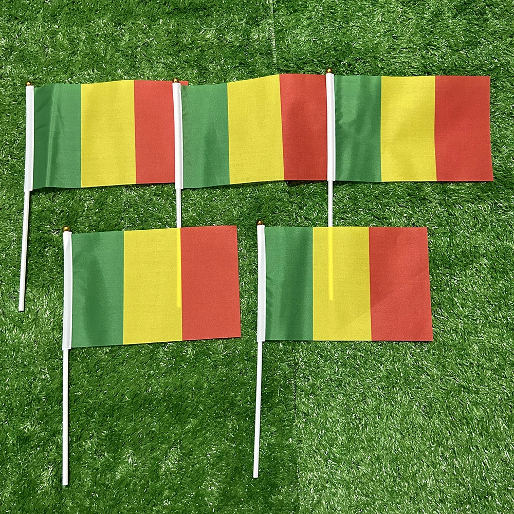 

SKY FLAG mali hand Flag 10/20/50/100pcs 21*14cm mali Hand Waving Flags With plastic pole For Sports Activity Home Decor
