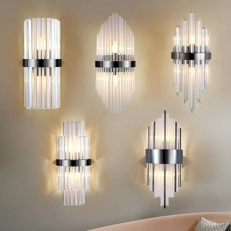 

Postmodern Luxury Crystal Wall Lamp Modern LED Bedroom Bedside Ceiling Lamps Living Room TV Wall Corridor Decor Lamp Fixture