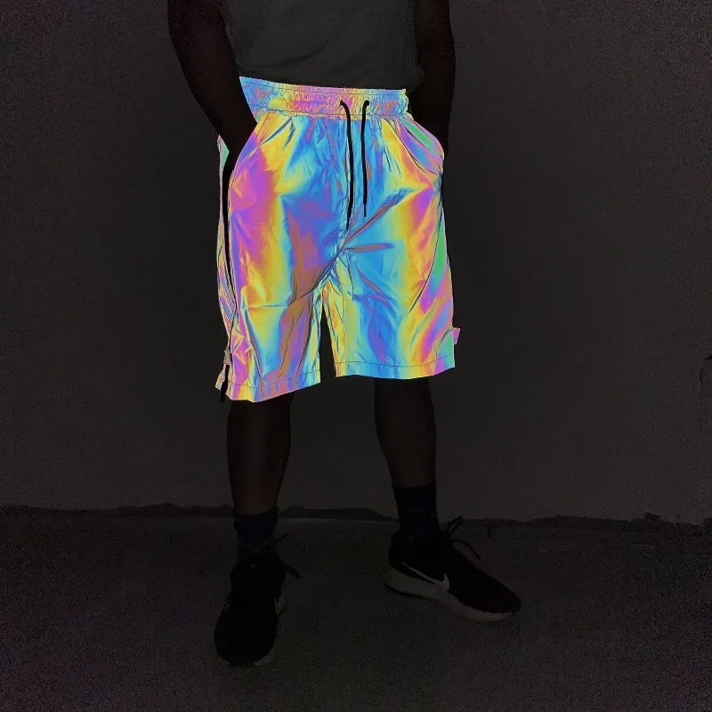 ‌ Pantalones cortos de carga tácticos para hombre, ropa de calle con bolsillos reflectantes con cremallera, estilo Hip Hop, holgado hasta la rodilla, ropa informal para deportes al aire libre, verano