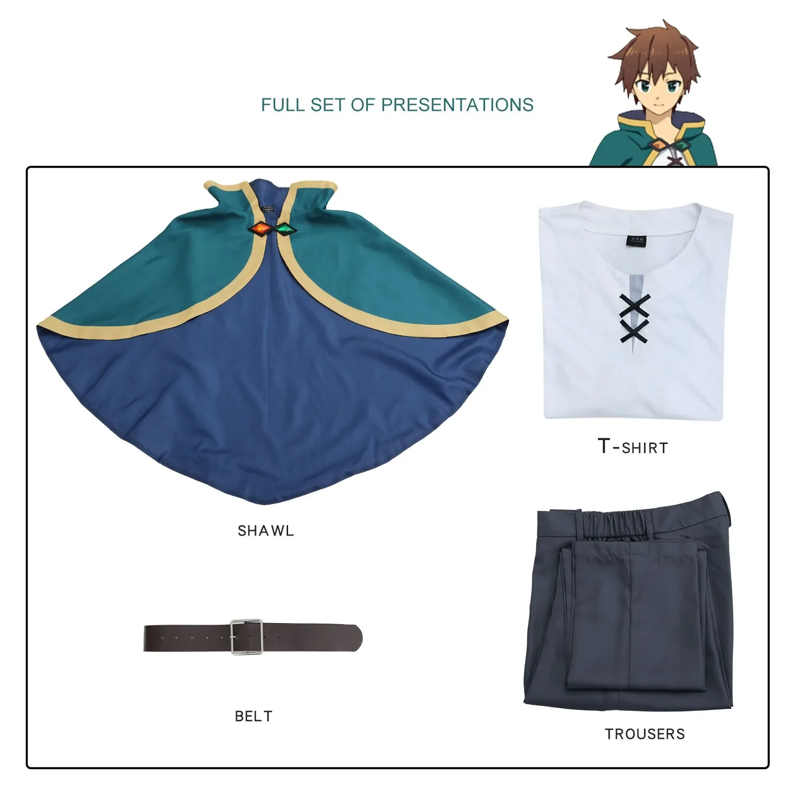 Satou Kazuma Cosplay Costume Wig Anime Kono Subarashi Sekai Ni Shukufuku Wo Costume Men Halloween Party Convention Outfit image 3