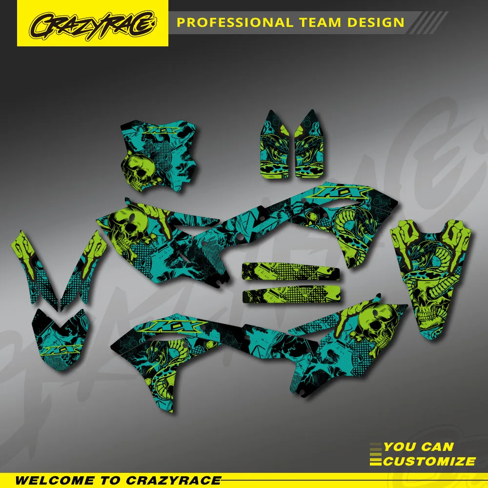 

CRAZYRACE Motorcycle Graphics Background Decals Protector Sticker Customize For Kawasaki KXF 250 KX 250F 2017 2018 2019 2020