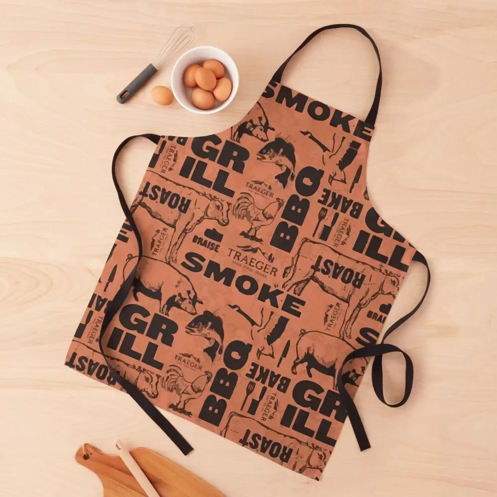 

Traeger BBQ Smoker Butcher Pattern Apron Hairdresser Goods For Home And Kitchen Kitchen Women Apron