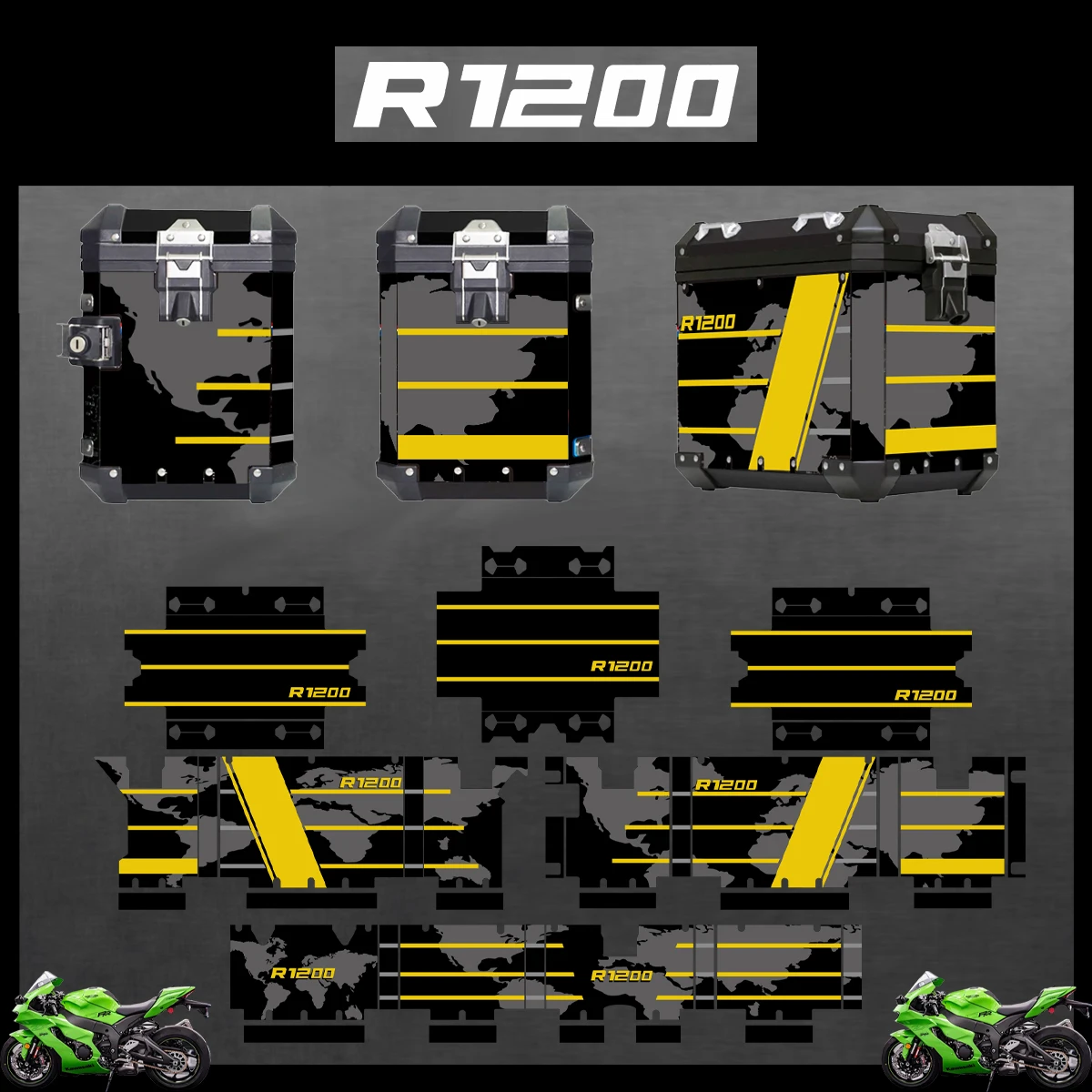 

Motorcycle Stickers For BMW R1200GS R1200 GS 2004-2023 2022 2021 ADV Decorative Alloy Box Sticker Decal Set aluminium pannier