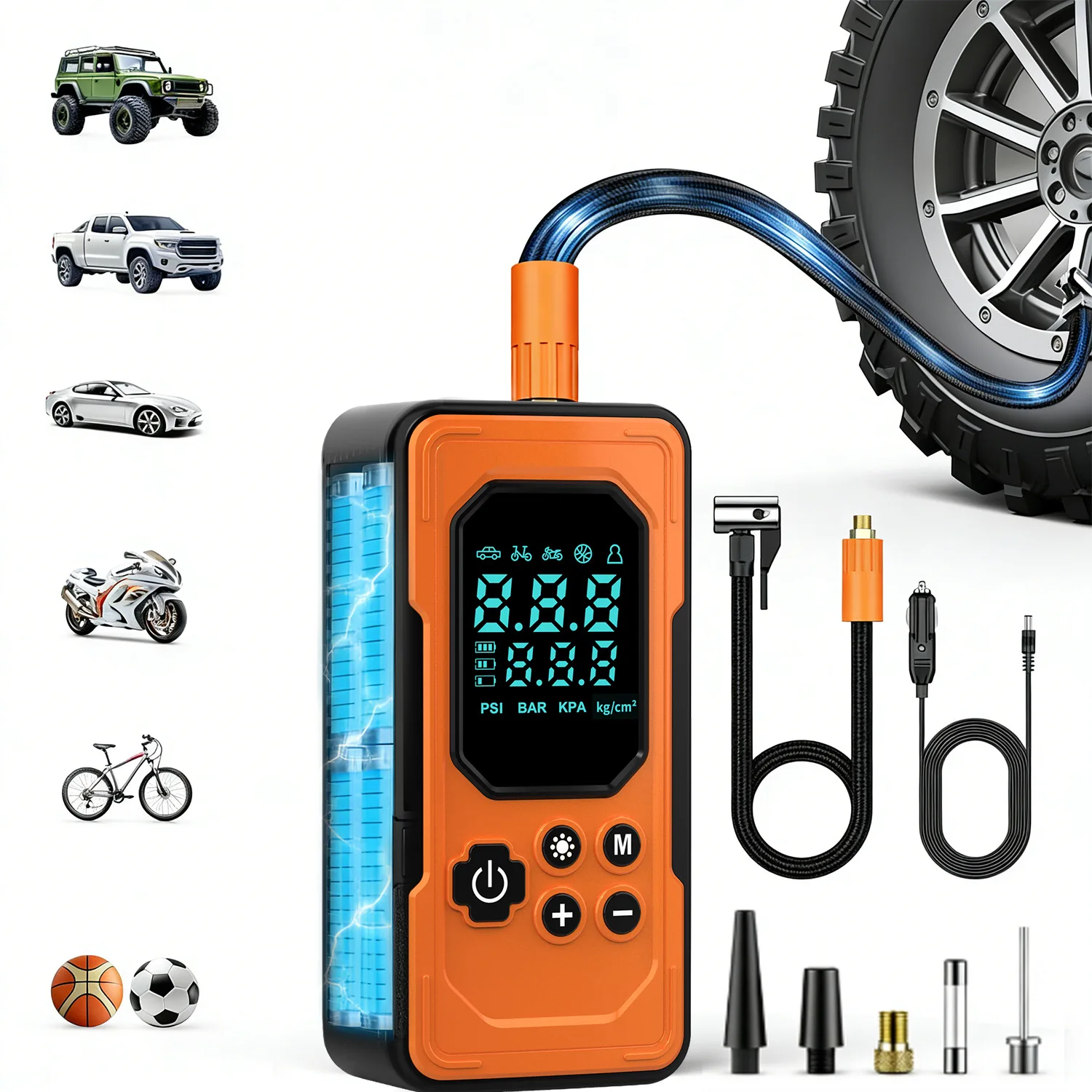 

Portable Tire Inflator 150PSI Cordless Air Compressor with Digital Pressure Gauge Car Tire Pump for Car Motorcycle Bike Ball