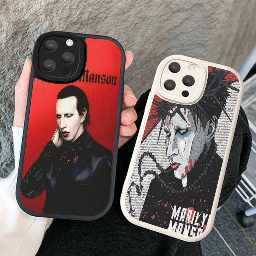 Singer M-Marilyn M-Manson For iPhone 16 15 14 16E 13 12 11 Pro Max Plus Phone Leather Case
