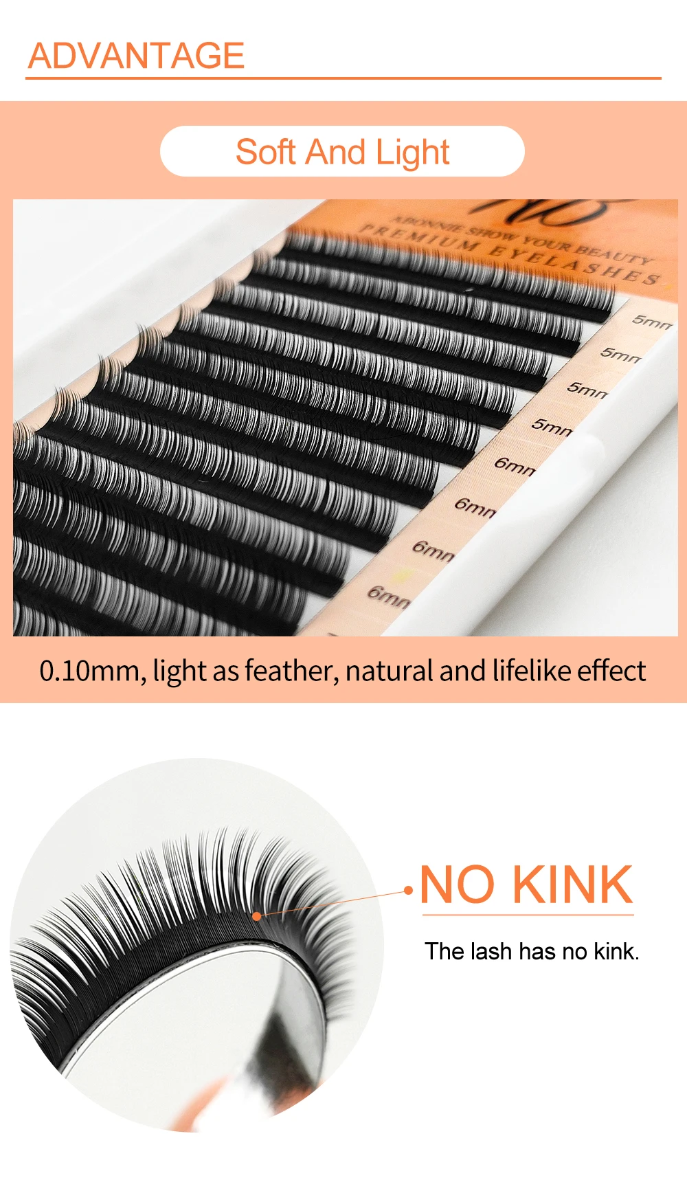 ABONNIE Braun-Schwarze Untere Wimpern 5-7mm Mix Einzelne Untere Wimpernverlängerung J-Curl Natürliche Kurze Nerzwimpern – Detail 5