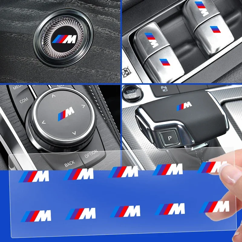 Araba direksiyon kapı kolu araba iç Sticker amblem BMW performans için M güç E90 E91 E92 E93 M3 M5 E46 GT I4 I3 I8 Z4