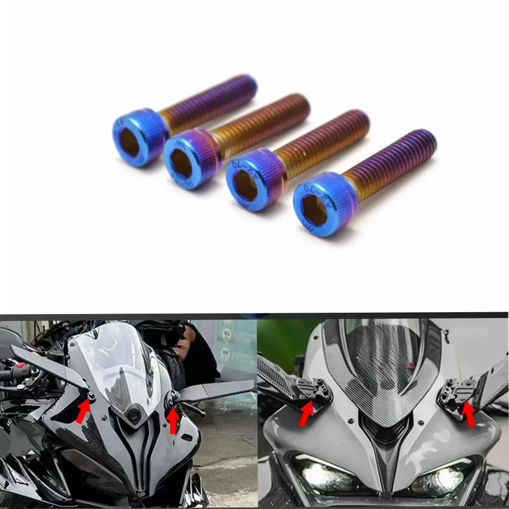 4Pcs Suitable for Kawasaki ZX4R NINJA500/400 ZX10R/636 Yamaha YZF R1 R3 R6 R7 R15 R25 R1M rearview mirror screws