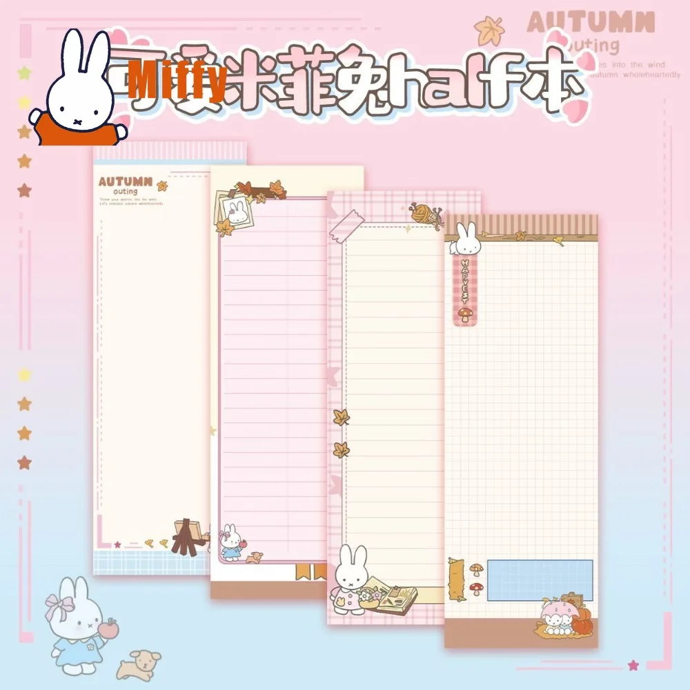 Kawaii Miffy Notepad Cute Rabbit Memo Pad Autumn Scrapbook Planner Weekly Todo List School Office Stationery Diary Journal Gift