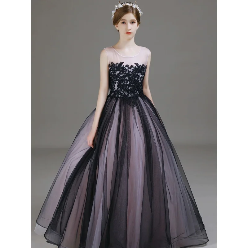 Children's Formal Dress Princess Dress Elegant Piano Performance Dress Girls' Violin Host Show Performance Dress Puffy Tulle