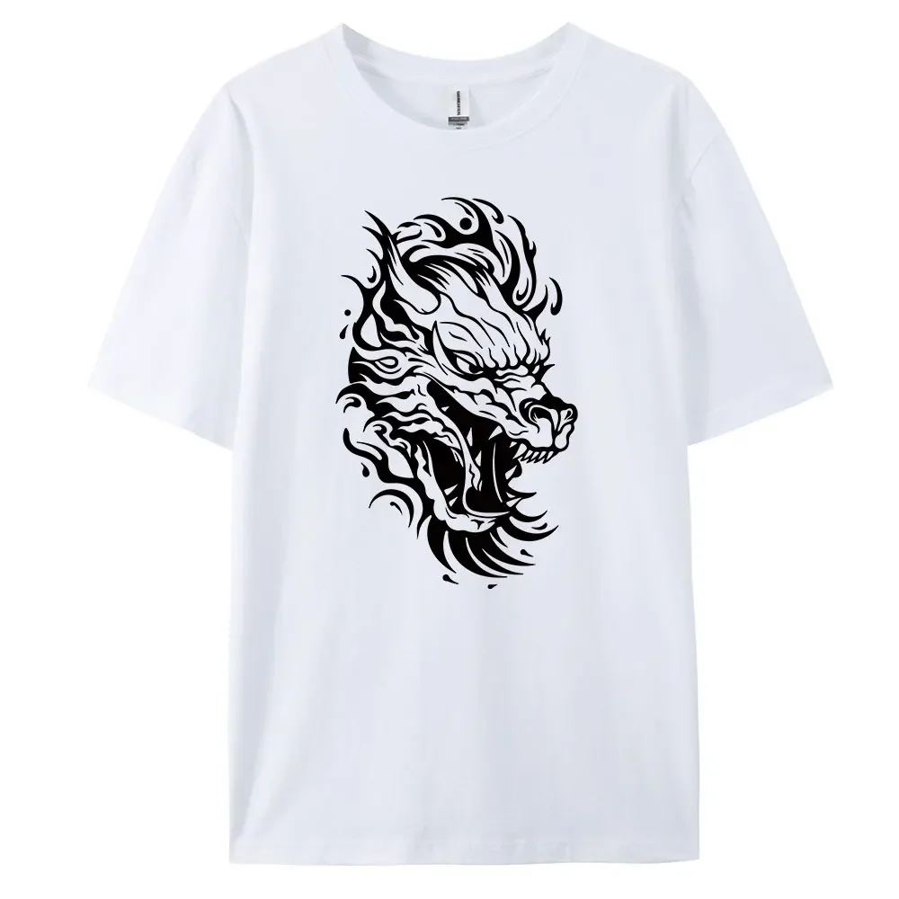 

DragonHead Men's Casual Short-sleeved T-shirt with 100% Cotton Fashion print Tees oversize