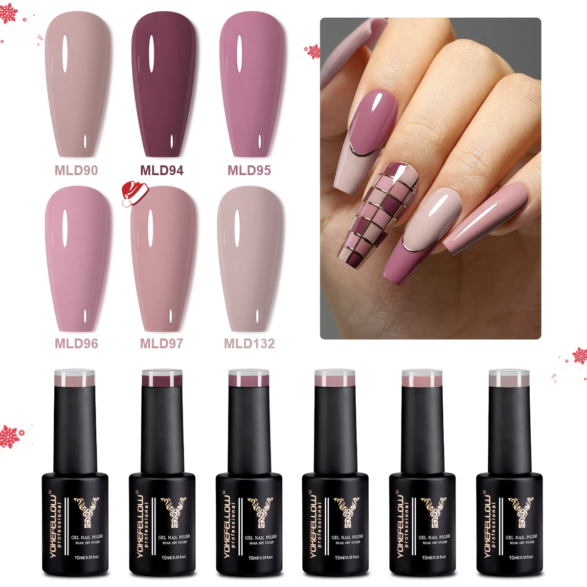 YOKEFELLOW 10ML 그레이 핑크 젤 매니큐어 Morandi 컬러 세미 퍼머넌트 매니큐어 젤 바니시 가을 겨울을위한 네일 아트 담그기