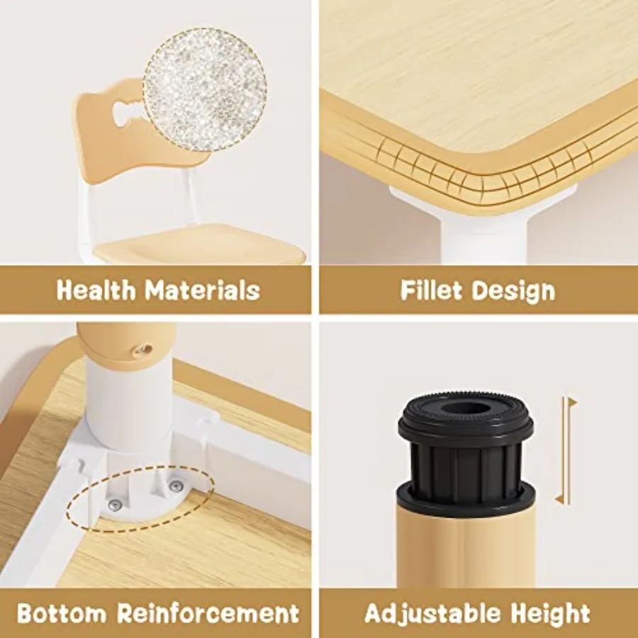 ชุดโต๊ะปรับความสูงได้และเก้าอี้ 4 ตัวพร้อมดีไซน์ลายกราฟฟิตี้บนโต๊ะสำหรับเด็กวัยหัดเดินและเด็กเล็ก 28 ขาแบบกันลื่นเพื่อความมั่นคง