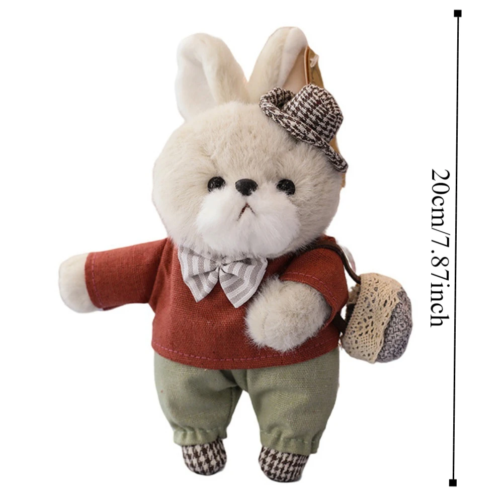 Coelho família coelho chaveiro de pelúcia com roupas bonito fofo coelho chaveiro liga anel bonecas de pelúcia coelho chaveiro