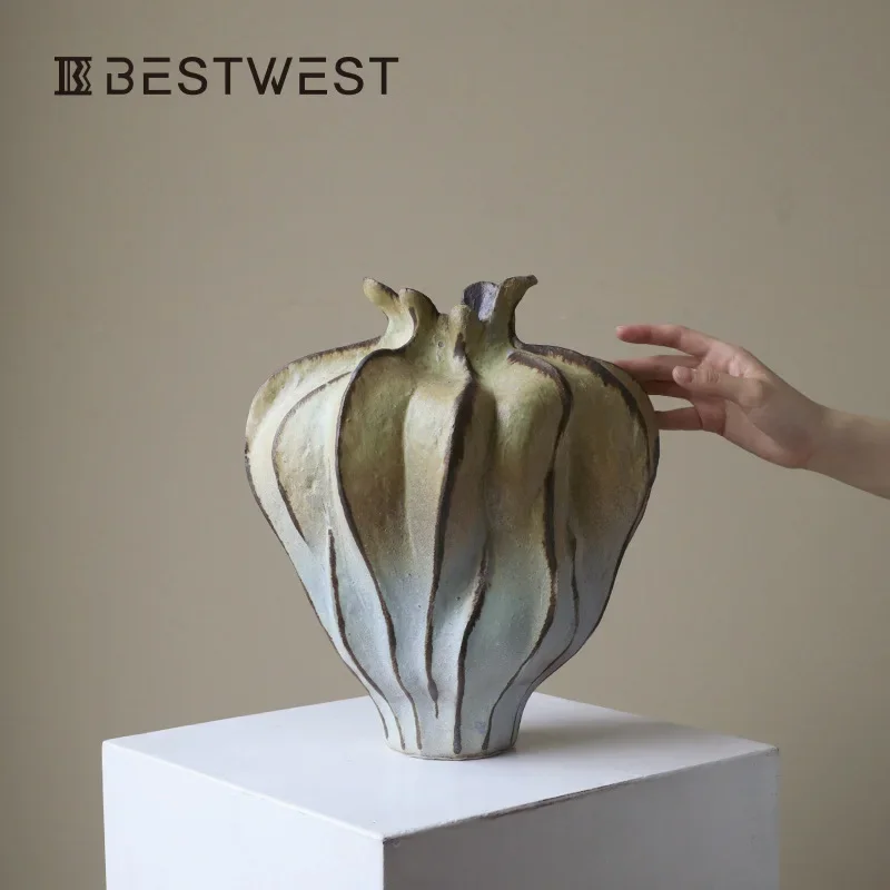 Jingdezhen ceramic vase ornament living room high-end flower arrangement niche wabi-sabi wind flower device Chinese art style cr