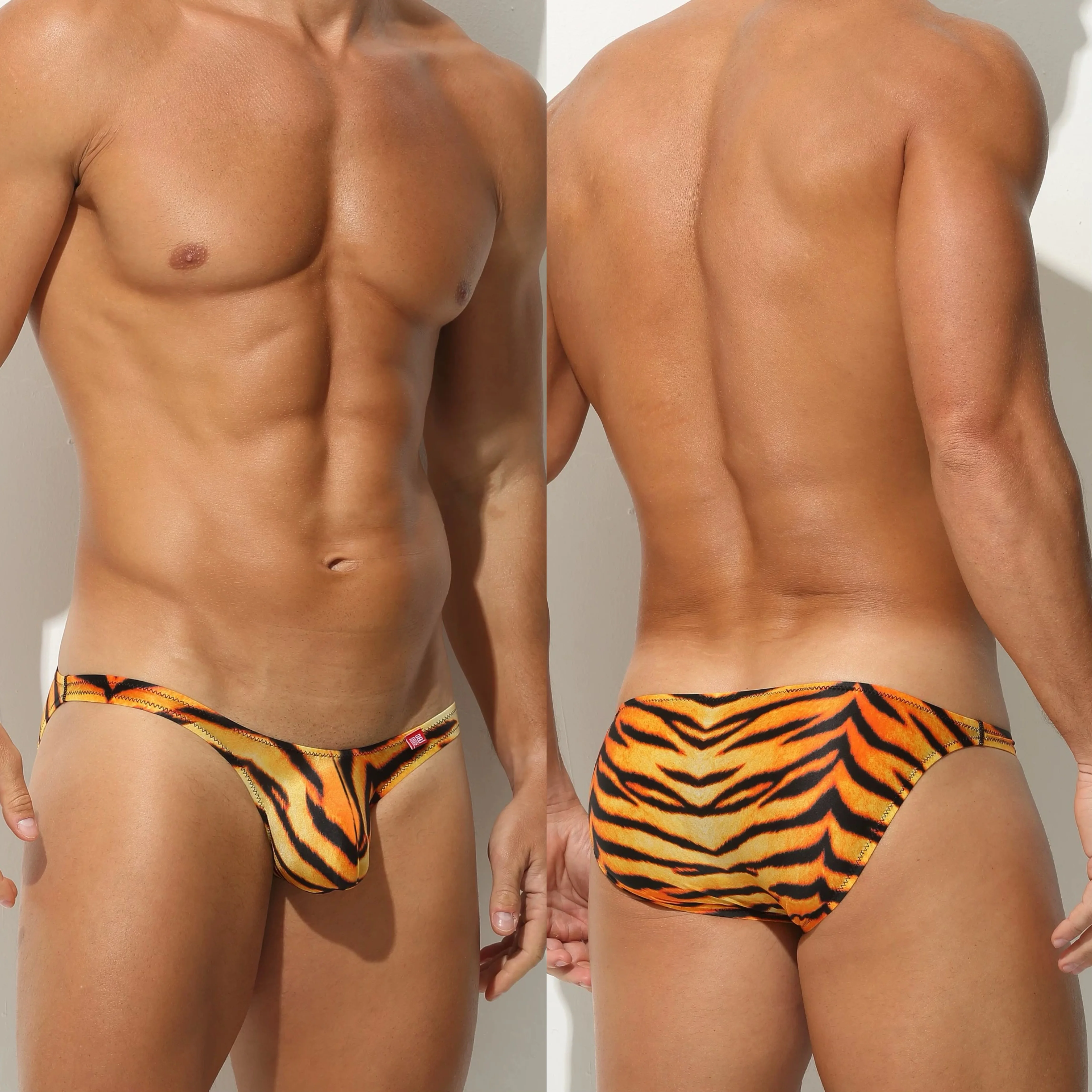 

Men's Quick Drying Low Waist Briefs Pants Solid Letter Tight Animal Pattern Nylon Milk Silk Boxers A752