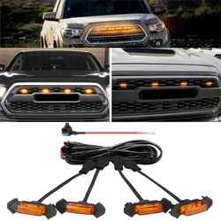 4PCS Car Front LED Grille Light for Toyota Tacoma 2016-2019 TRD PRO Amber White Grill Light Eagle Eye Lamp Off Road Trunk SUV