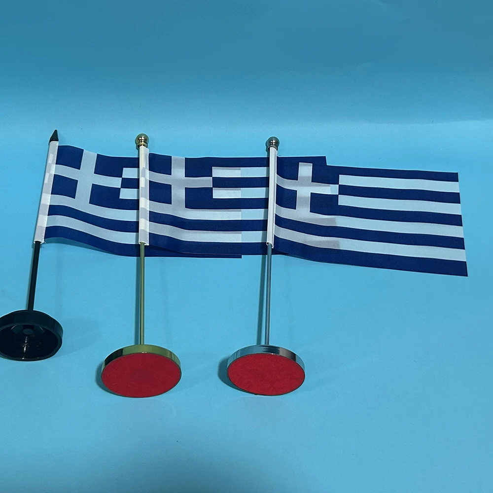 SKY FLAG Office Desk Flag of Greece Flag 14x21cm Polyester Table Flag Greece Greek National Banner Desk Ornaments Flags