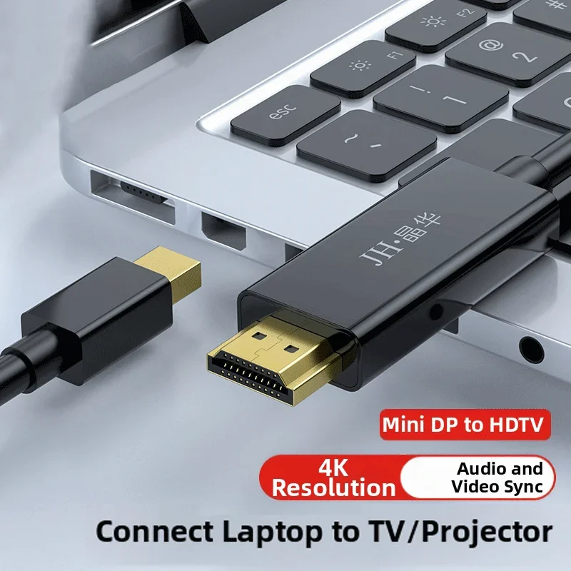 Mini DP to HDMI 4K Cable Thunderbolt Compatible for MacBook Air/Pro to TV/Monitor/Projector High-Speed Data Transfer Cable
