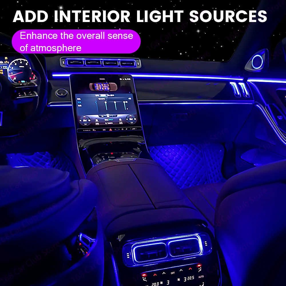 64 لون لوحة مضيئة تنفيس الضوء المحيط لبنز S-Class W223 2021 + فتحة التهوية الأمامية للسيارة والفتحة الخلفية Lndoor أضواء الزخرفية #4
