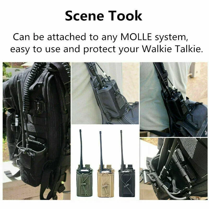 Molle Radio Holder Convenient Universal Molle Pouch Walkie Talkie Pouch Open Top Holster Walkie Talkie Bag For Climbing Outdoors