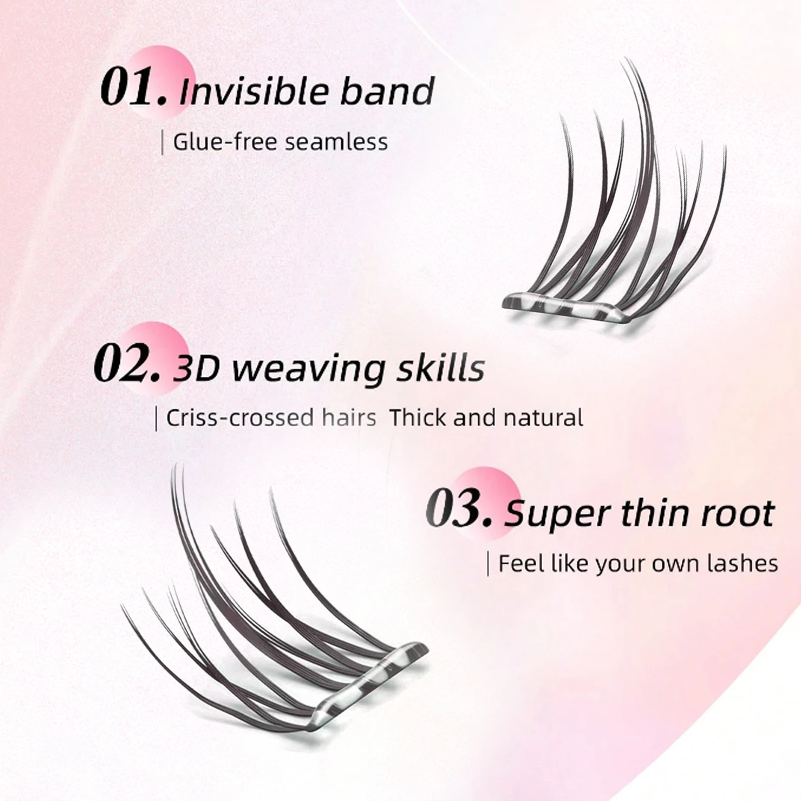 10 صفوف من الرموش الصناعية الخالية من الغراء خفيفة الوزن وناعمة وسعة كبيرة وقابلة لإعادة الاستخدام ذات مظهر طبيعي رموش اصطناعية #5