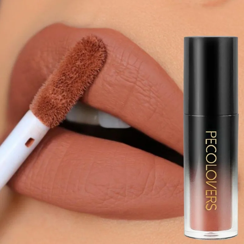 Round Tube Black Gradient Matte Lip Gloss Lipstick Waterproof Non-stick Cup Long-lasting Lip Lipstick Cosmetics Beauty