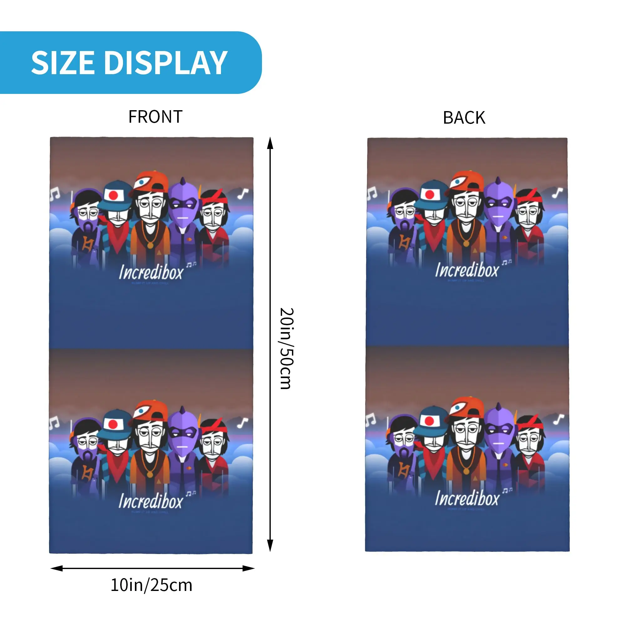 Custom Incredibox Music Video Game  Neck Gaiter Men Women Windproof Winter  Bandana Scarf for Hiking