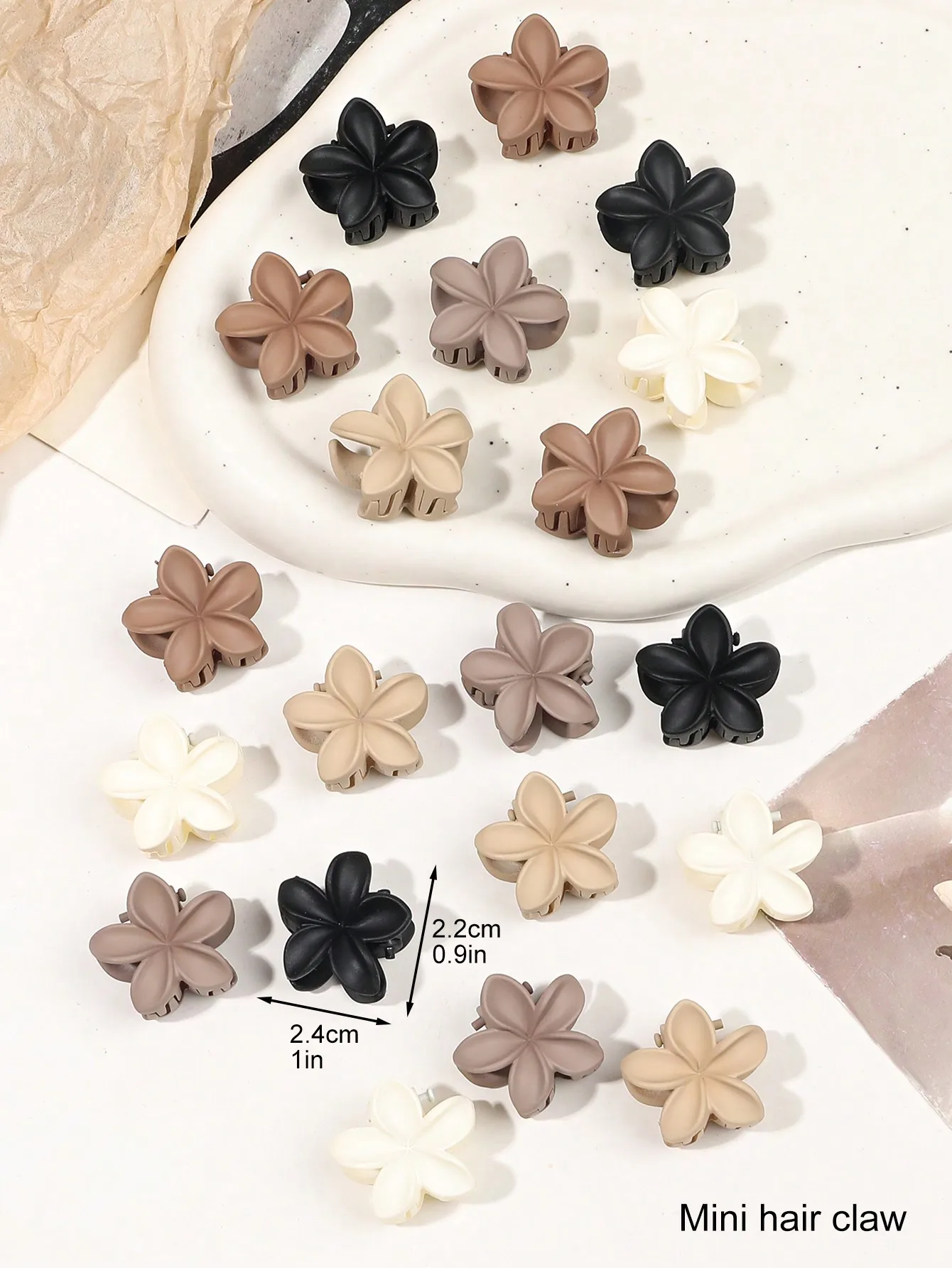 20 Stück neutrale kleine Haarklammern, niedlicher rutschfester Haarschmuck für Frauen und Mädchen, verschiedene Farben, Blumen-Haarspange für dünnes Haar – Detail 6