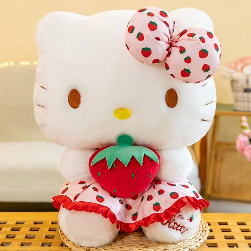 

60cm Big Size Sanrio Strawberry HelloKitty Plushies Comfort Pillow Cartoon Anime Stuffed Animal Rag Doll Home Decor Gift