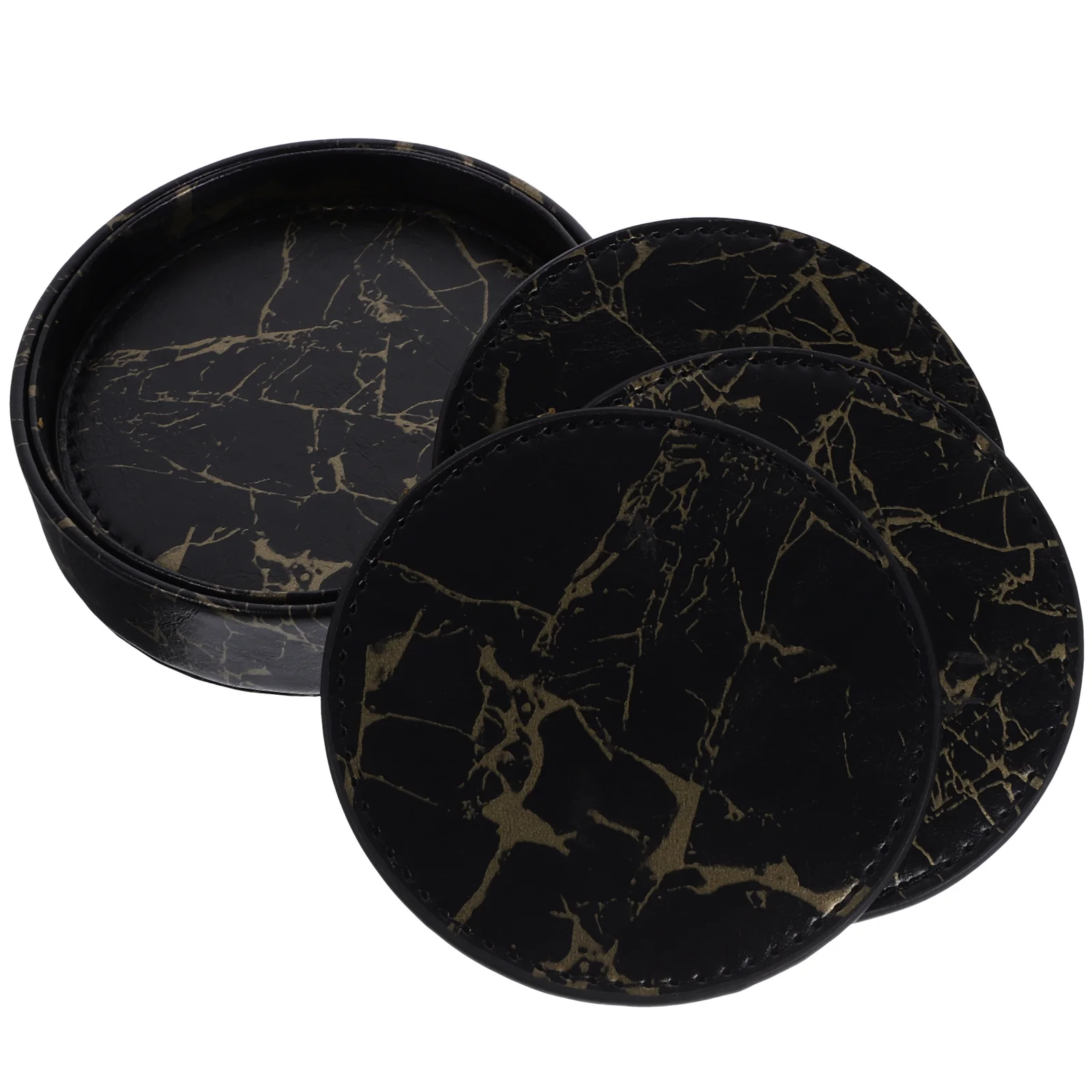 

1Set Marble Pattern Coasters Durable Easy Clean Coaster Holder Elegant Table Protection for Home Office