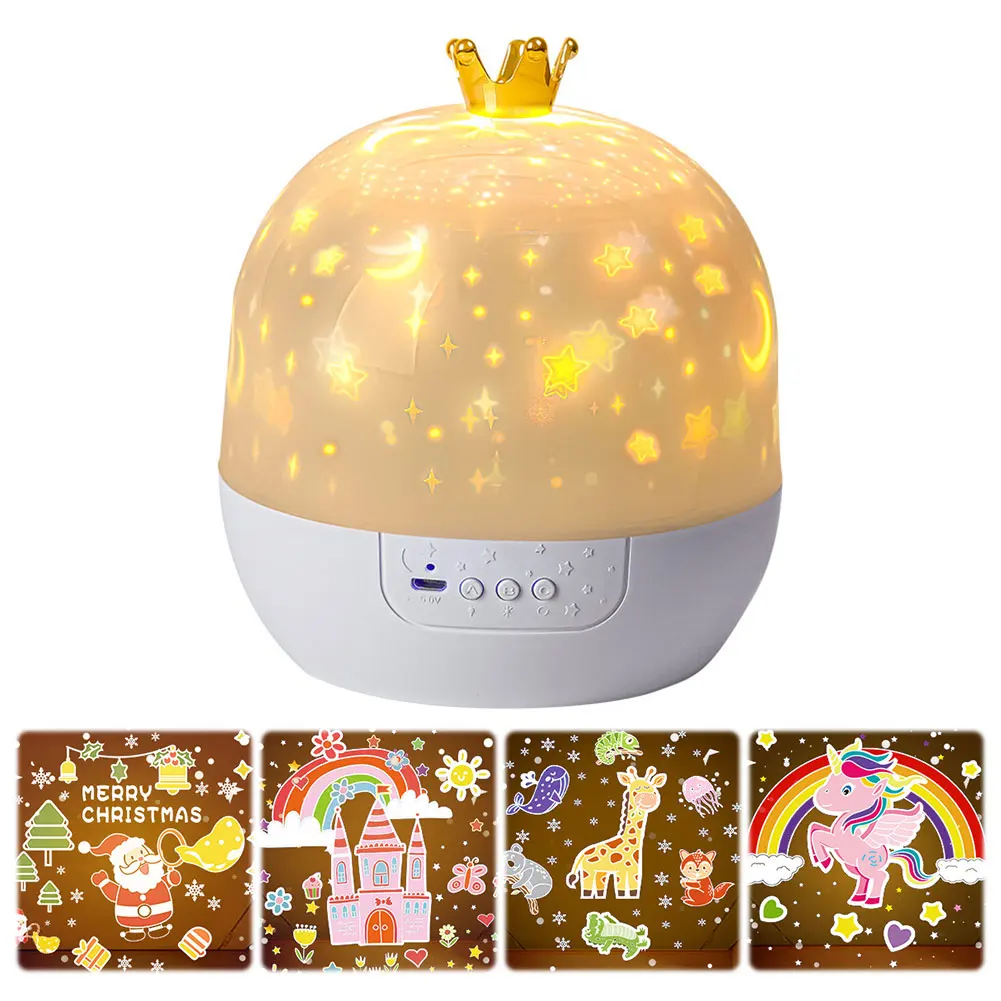 

Night Light Projector with Music Rotatable Night Lamp 15/21 Projection Theme Crown Night Light 3 Light Modes for Kids Room