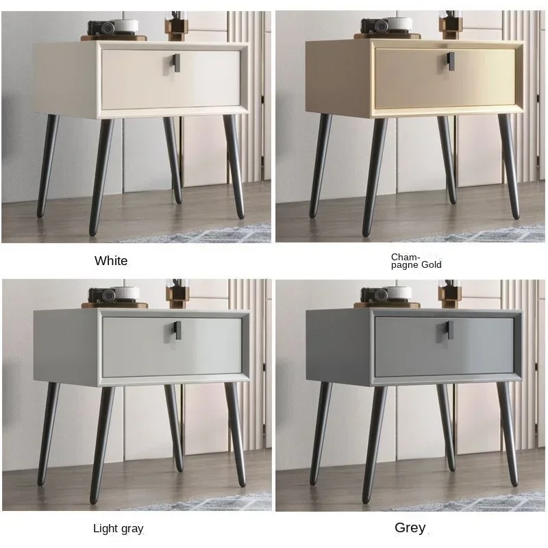 

Italian minimalist painted solid wood bedside table Simple modern bedroom bedside cabinet high bedside table single drawer onlin